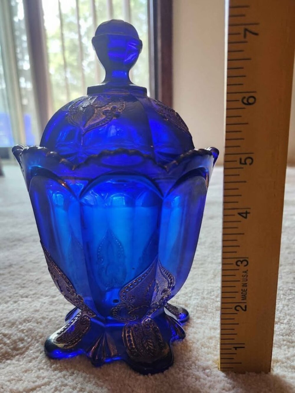 Northwood- Regent cobalt glass covered jar